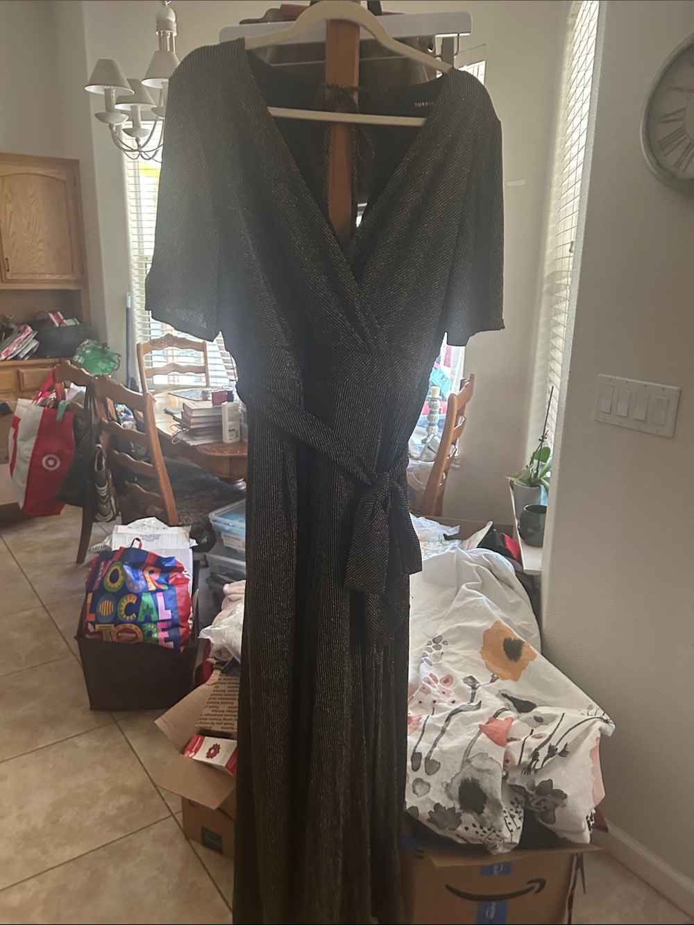 torrid Black Metallic Wide-Leg Jumpsuit VGUC